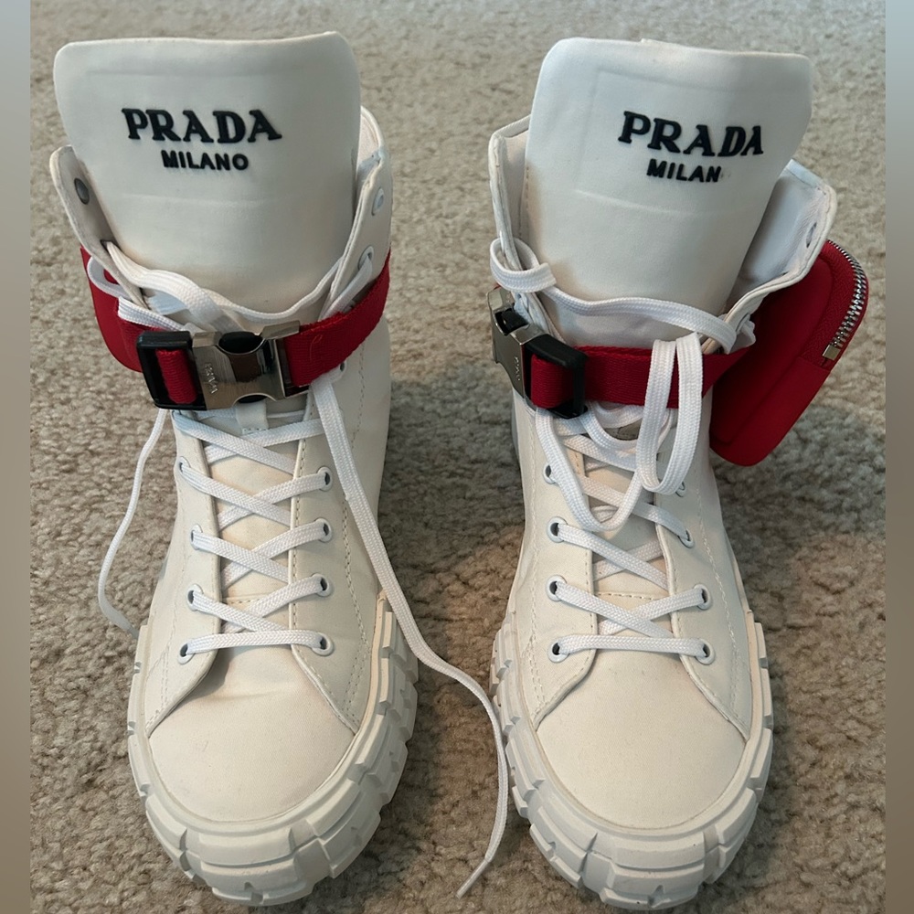 Prada Nylon Zip Pouch High-Top Sneaker No Box